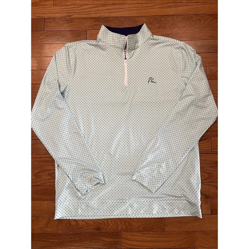 Rhoback Women's L Mint Green Navy Polka Dot Quarter Zip Golf Pullover
